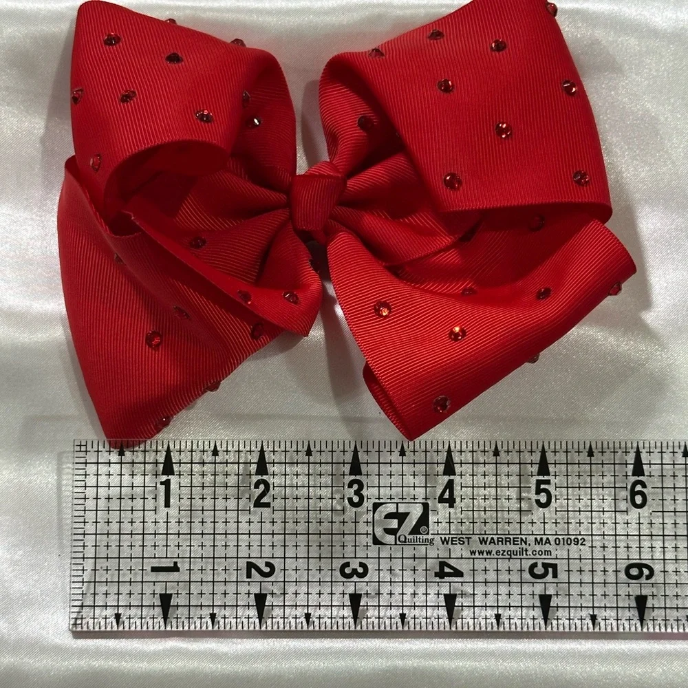 Girls' Red Rhinestone Bow Hair Clip- bundle 2+ to save on shipping costs